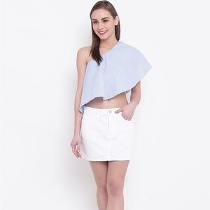 White Denim Mini A-
Line Pure Cotton Skirt
